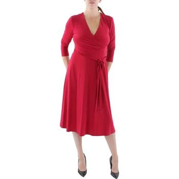 推荐Lauren Ralph Lauren Womens Surplice Matte Jersey Midi Dress商品