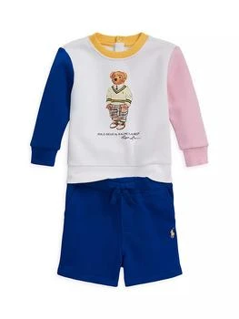 推荐Baby Boy's 2-Piece Colorblock Polo Bear Sweatshirt & Shorts Set商品