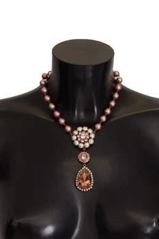 Dolce & Gabbana | Dolce & Gabbana Gold Tone Brass Pink Beaded Pearls Crystal Pendant Necklace,商家SEYMAYKA,价格¥3891