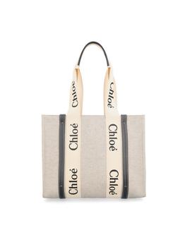 Chloé | Chloé Woody Logo Printed Medium Tote Bag商品图片,