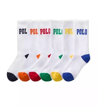 Ralph Lauren | Little & Big Boys Performance Polo Logo Cushioned Crew Socks, 6-Pack,商家Macy's,价格¥178