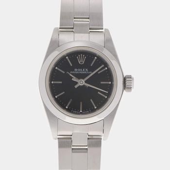 [二手商品] Rolex | Rolex Black Stainless Steel Oyster Perpetual 67180 Automatic Women's Wristwatch 24 mm商品图片,5.1折