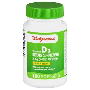 Walgreens | Vitamin D3 25 mcg Softgels (100 days),商家Walgreens,价格¥66