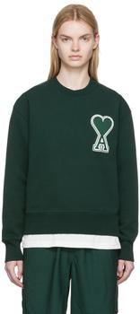AMI | SSENSE Exclusive Green Organic Cotton Sweatshirt商品图片,6.8折