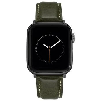 WITHit | Dark Green Smooth Leather Strap with Contrast Stitching and Gunmetal Gray Stainless Steel Lugs for 42mm, 44mm, 45mm, Ultra 49mm Apple Watch,商家Macy's,价格¥337