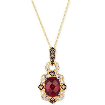 商品Pomegranate Garnet (2-3/4 ct. t.w.) & Diamond (1/2 ct. t.w.) Pendant Necklace in 14k Gold, 18" + 2" extender图片