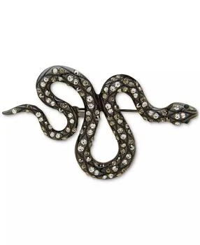 Anne Klein | Hematite-Tone Grayscale Crystal & Black Enamel Snake Pin,商家Macy's,价格¥144