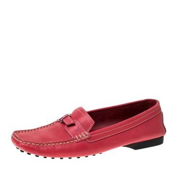 [二手商品] Tod's | Tod's Pink Leather Buckle Detail Slip On Loafers Size 37.5商品图片,2.5折