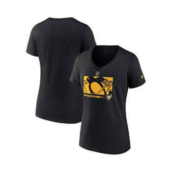 推荐Women's Branded Black Pittsburgh Penguins Authentic Pro Core Collection Secondary Logo V-Neck T-Shirt商品