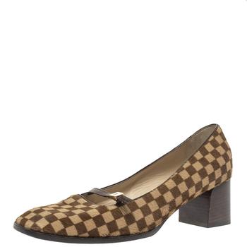 lv鞋真假, [二手商品] Louis Vuitton | Louis Vuitton Brown/Beige Damier Pony Hair Pumps Size 38.5商品图片 6折