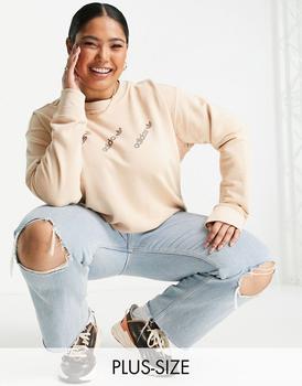 adidas plus精选, Adidas | adidas Originals Plus 'Logomania' triple logo sweat in blush商品图片 4.7折