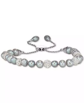 Macy's | White Cultured Freshwater Pearl (6mm) & Crystals Bolo Bracelet in Sterling Silver,商家Macy's,价格¥335