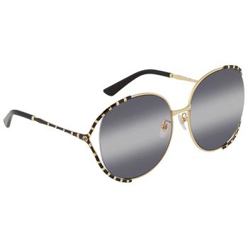 Gucci | Gucci Grey Round Ladies Sunglasses GG0595S 005 64商品图片,3.5折
