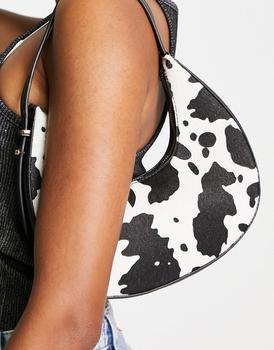 asos腋下包, ASOS | ASOS DESIGN curve shoulder bag in faux cow print pony商品图片 