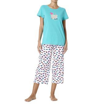商品Hue | Short Sleeve Tee and Capris Two-Piece Pajama Set,商家Zappos,价格¥444图片