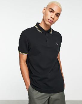 Fred Perry | Fred Perry twin tipped polo shirt in black商品图片,