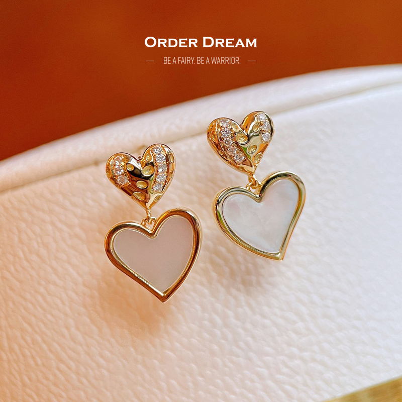 Order Dream | 18K钻石心形耳环商品图片,包邮包税