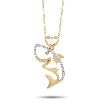 商品14K Yellow Gold 0.12 ct Diamond Shark Necklace图片