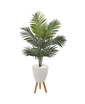 NEARLY NATURAL | 4.5' Kentia Artificial Palm Tree in White Planter with Legs,商家Macy's,价格¥1481