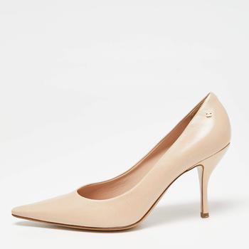 美国香奈儿鞋, [二手商品] Chanel | Chanel Beige Leather CC Pointed Toe  Pumps Size 41商品图片 