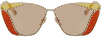 Chloé | Gold & Orange Gemma Geometric Tinted Inlays Sunglasses商品图片,
