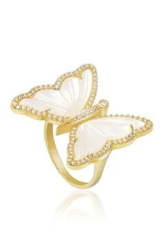 Gabi Rielle | Mother of Pearl & Cubic Zirconia Halo Butterfly Ring - Size 7,商家Nordstrom Rack,价格¥450