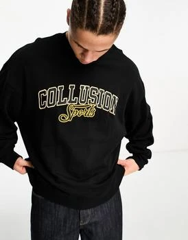 推荐COLLUSION sweatshirt with varsity print in black商品