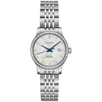 Longines | Women's Swiss Automatic Record Collection Diamond (1/2 ct. t.w.) Stainless Steel Bracelet Watch 30mm商品图片,