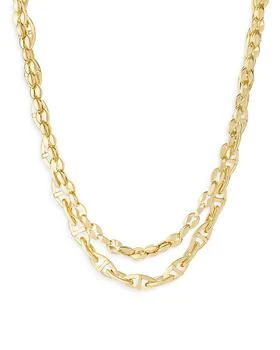 推荐Golden Rays Linked Chain 18K Gold Plated Necklace Set商品