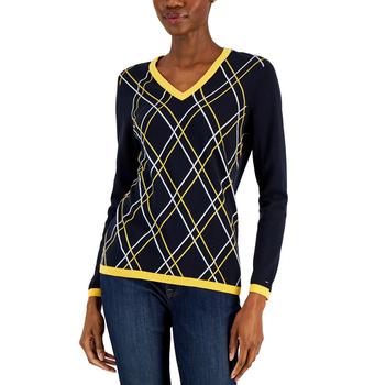 Tommy Hilfiger | Women's Cotton V-Neck Sweater商品图片,独家减免邮费