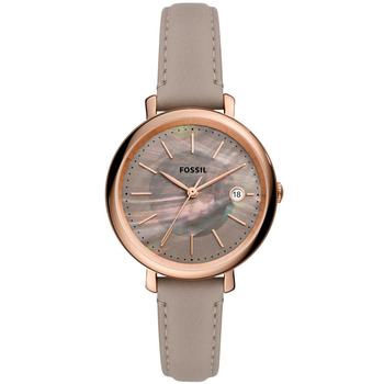 Fossil | Women's Jaqueline Gray Leather Strap Watch, 36mm商品图片,