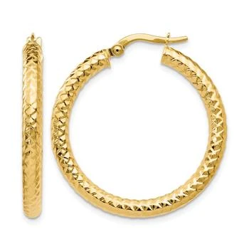 Diamond2Deal | 14K Yellow Gold Polished and Textured Hoop Earrings 30mm,商家Premium Outlets,价格¥3470
