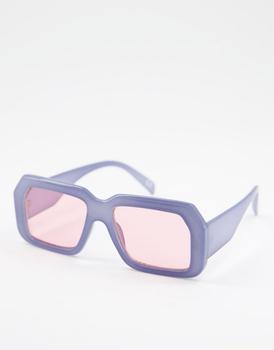 ASOS | ASOS DESIGN oversized retro sunglasses in blue with pink lens - MBLUE商品图片,4.1折