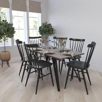 Merrick Lane | Maya Rectangular Dining Table Faux Concrete Finish Kitchen Table With Retro Hairpin Legs,商家Verishop,价格¥2355
