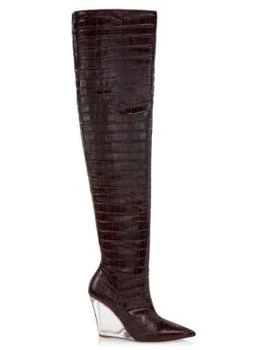 推荐Lucite Croc-Embossed Leather Wedge Boots商品