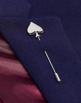 商品ASOS DESIGN party lapel pin with ace of spade design in silver tone图片