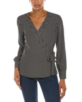 Vince Camuto Specialty Size, Vince Camuto | Vince Camuto Side Tie Diag Stripe Wrap Top商品图片 5.6折