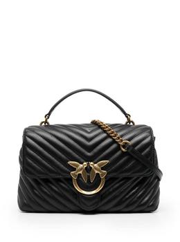 PINKO | Black Love Lady Crossbody Bag in Chevron Leather PINKO Woman商品图片,7.1折