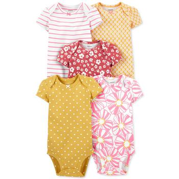 商品Carter's | Baby Girl 5-Pack Multi-Pattern Short-Sleeve Bodysuits,商家Macy's,价格¥107图片