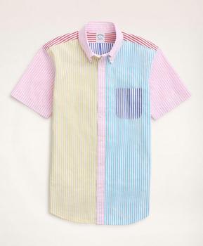 推荐Regent Regular-Fit Short-Sleeve Sport Shirt, Poplin  Fun Stripe商品