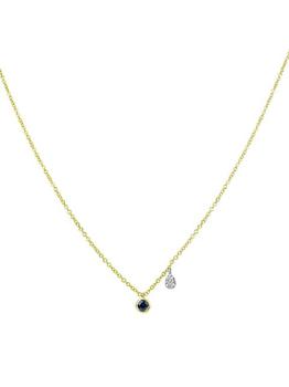 商品Meira T | 14K Yellow Gold, Sapphire, & 0.03 TCW Diamond Pendant Necklace,商家Saks Fifth Avenue,价格¥4162图片