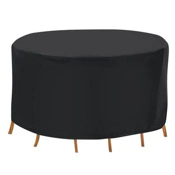 Fresh Fab Finds | 91 x 43in Circular Table Cover 6-Seat UV Water Resistant Outdoor Furniture Protector For Small Round Table Chairs Set Black,商家Verishop,价格¥456