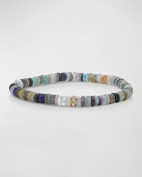 商品Men's Diamond Rondelle Rainbow Heishi Beaded Bracelet图片