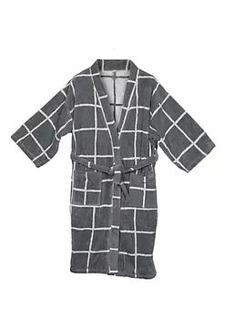 商品Ninety Six | Grey and White Velour Fabric Bathrobe,商家Belk,价格¥675图片