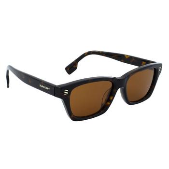 推荐Burberry Dark Brown Rectangular Mens Sunglasses BE4357F 300273 53商品