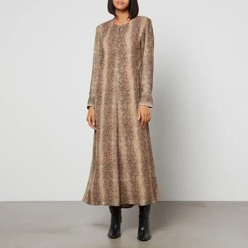 推荐Ganni Snake-Print Crepe Maxi Dress商品