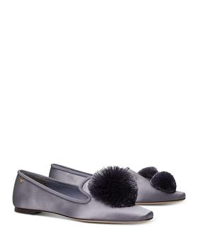 tory burch鞋, Tory Burch | Women's Pom Pom Smoking Slipper Flats商品图片 6折