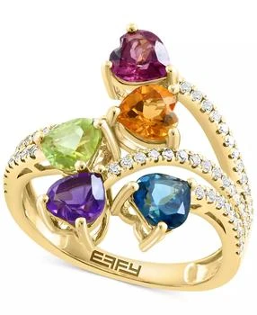 Effy | EFFY® Multi Gemstone (2-1/3 ct. t.w.) & Diamond (1/4 ct. t.w.) Heart Statement Ring in 14k Gold,商家Macy's,价格¥9099