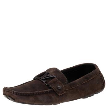 lv男鞋, [二手商品] Louis Vuitton | Louis Vuitton Brown Suede Monte Carlo Slip On Loafers Size 42商品图片 7.4折, 满1件减$100, 满减