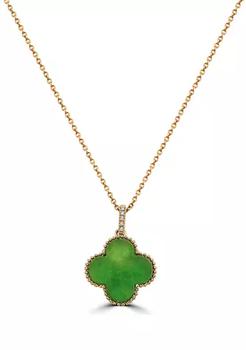 推荐1/10 ct. t.w. Diamond and 3.2 ct. t.w. Green Jade Pendant Necklace in 14K Yellow Gold商品